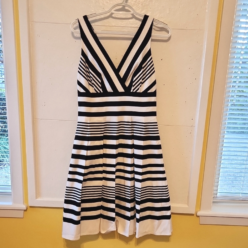White House Black Market Striped Fit & Flare Dress
